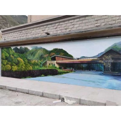 临沧涂鸦墙画临沧动物园墙体彩绘情暖深冬