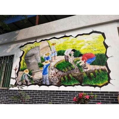漯河临颍手绘墙绘广告,墙壁文明标语,手绘墙画广告