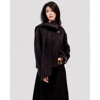 温碧霞代言IRENENA服装品牌时尚呢子半身裙黑色百褶休闲裙