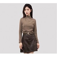 温碧霞代言IRENENA服装品牌春秋长袖打底衫纯色修身圆领衫