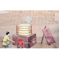 福建宁化新农村文化墙 美丽乡村壁画风格多样,冷却塔刷蓝天白云